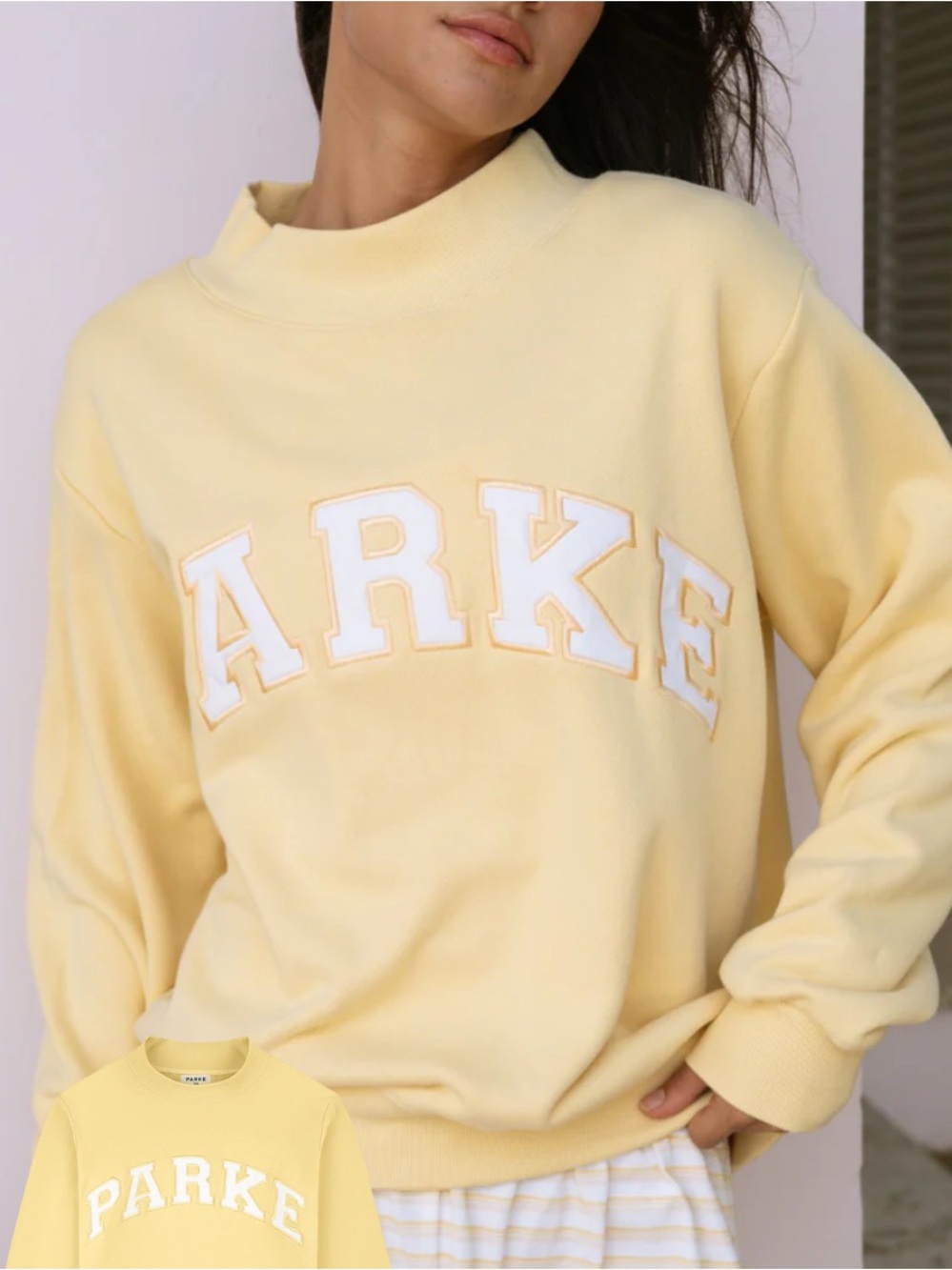 PARKE Pale Yellow Mockneck Sweatshirt